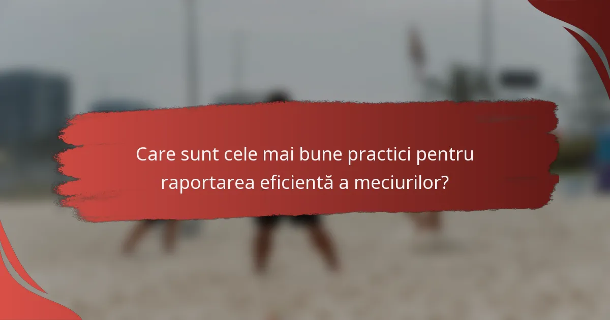 Care sunt cele mai bune practici pentru raportarea eficientă a meciurilor?