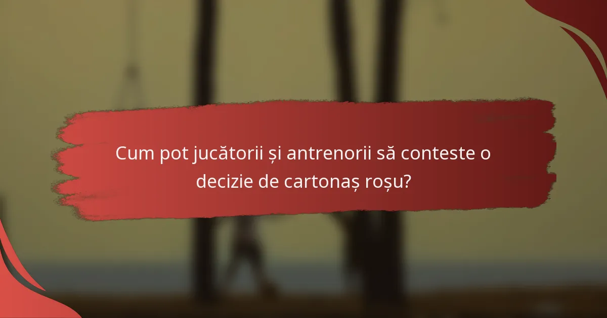 Cum pot jucătorii și antrenorii să conteste o decizie de cartonaș roșu?